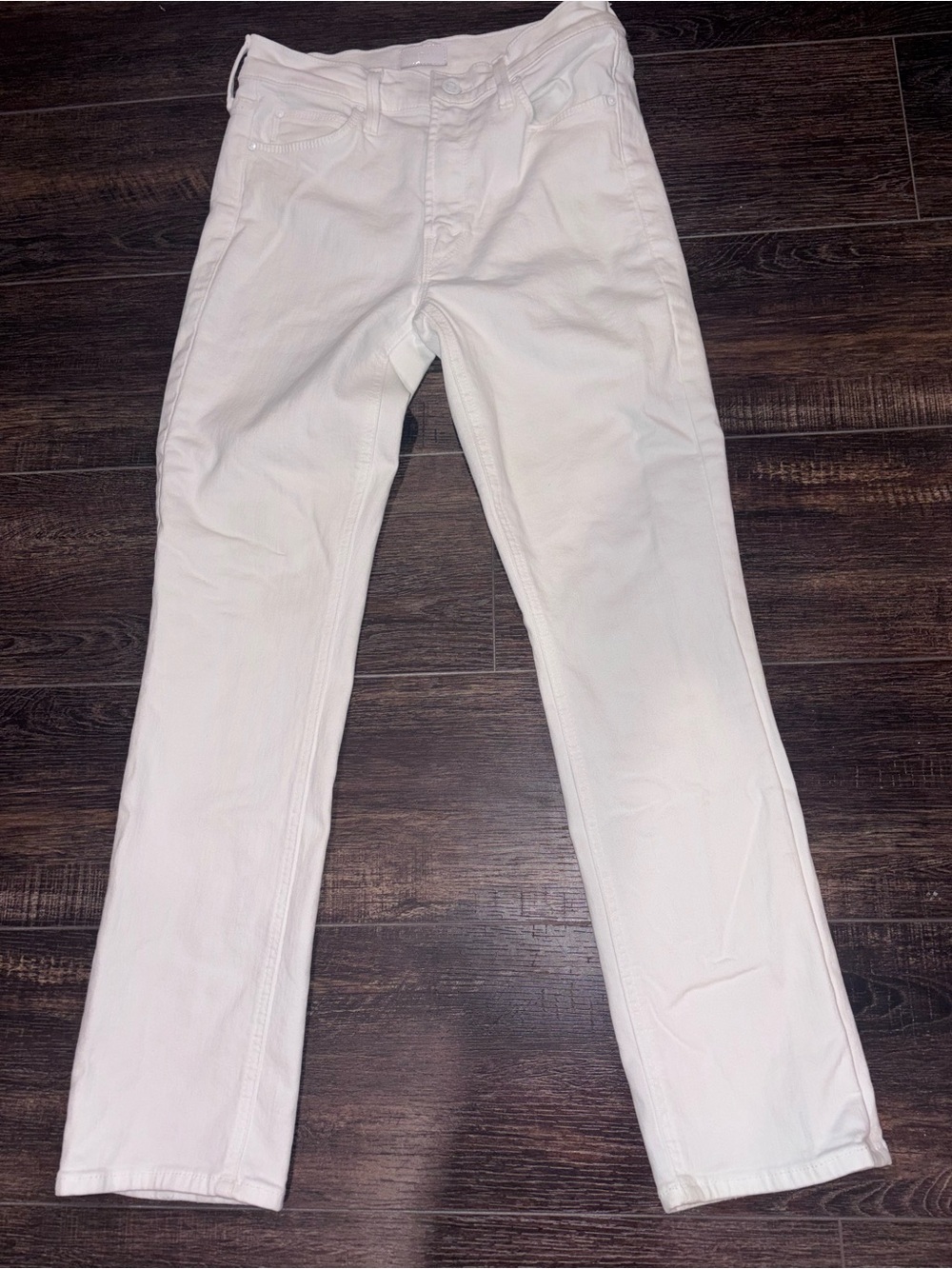 Mother Mid Rise Dazzler White Ankle Jeans